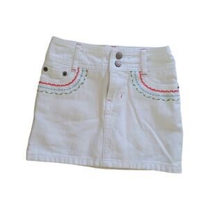 Gymboree White Embroidered Denim Skirt